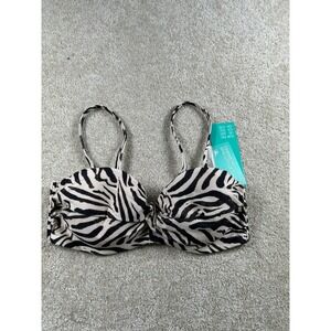 H&M‎ Zebra Print Bikini Top Padded Swim Summer Beach Vacation 32C